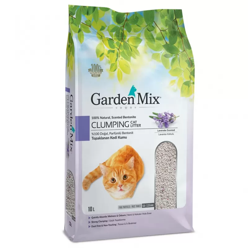 Gardenmix Bentonit Lavanta Kokulu İnce Taneli Topaklanan Kedi Kumu 10 Lt