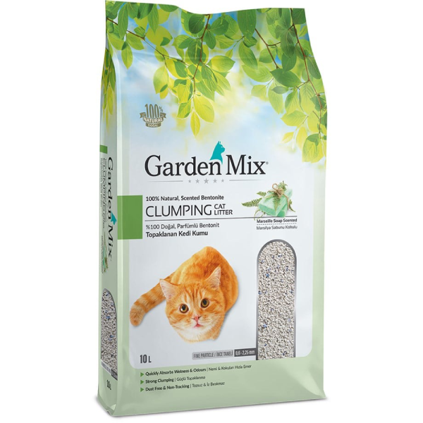 Gardenmix Bentonit Marsilya Sabunu Kokulu Kalın Taneli Topaklanan Kedi Kumu 10 Lt