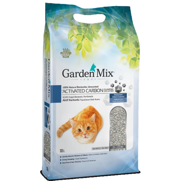 Gardenmix Bentonit Aktif Karbonlu Topaklanan İnce Taneli Kedi Kumu 10 Lt