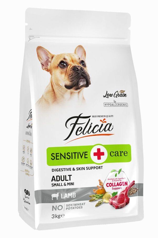 8681299602001 Felicia Düşük Tahıllı Hipoalerjenik Kuzu Etli Küçük Irk Yetişkin Köpek Maması 3 Kg