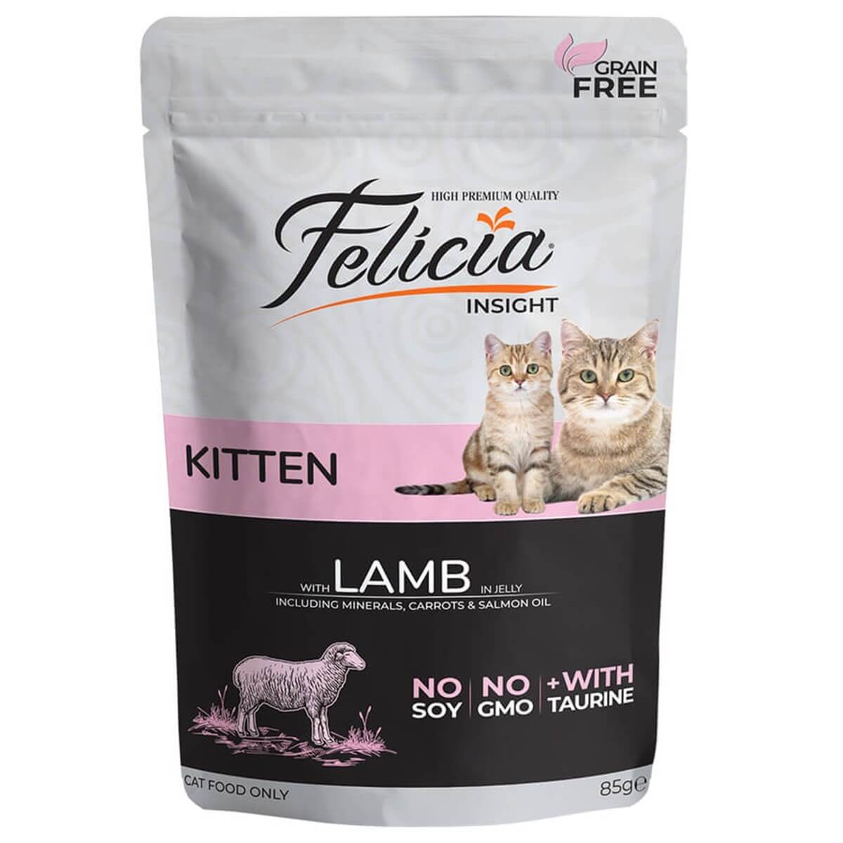 8682631200046 Felicia Tahılsız Kuzulu Yavru Pouch Kedi Konservesi 85 Gr