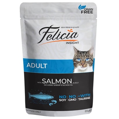 8682631200060 Felicia Tahılsız Somonlu Yetişkin Pouch Kedi Konservesi 85 Gr