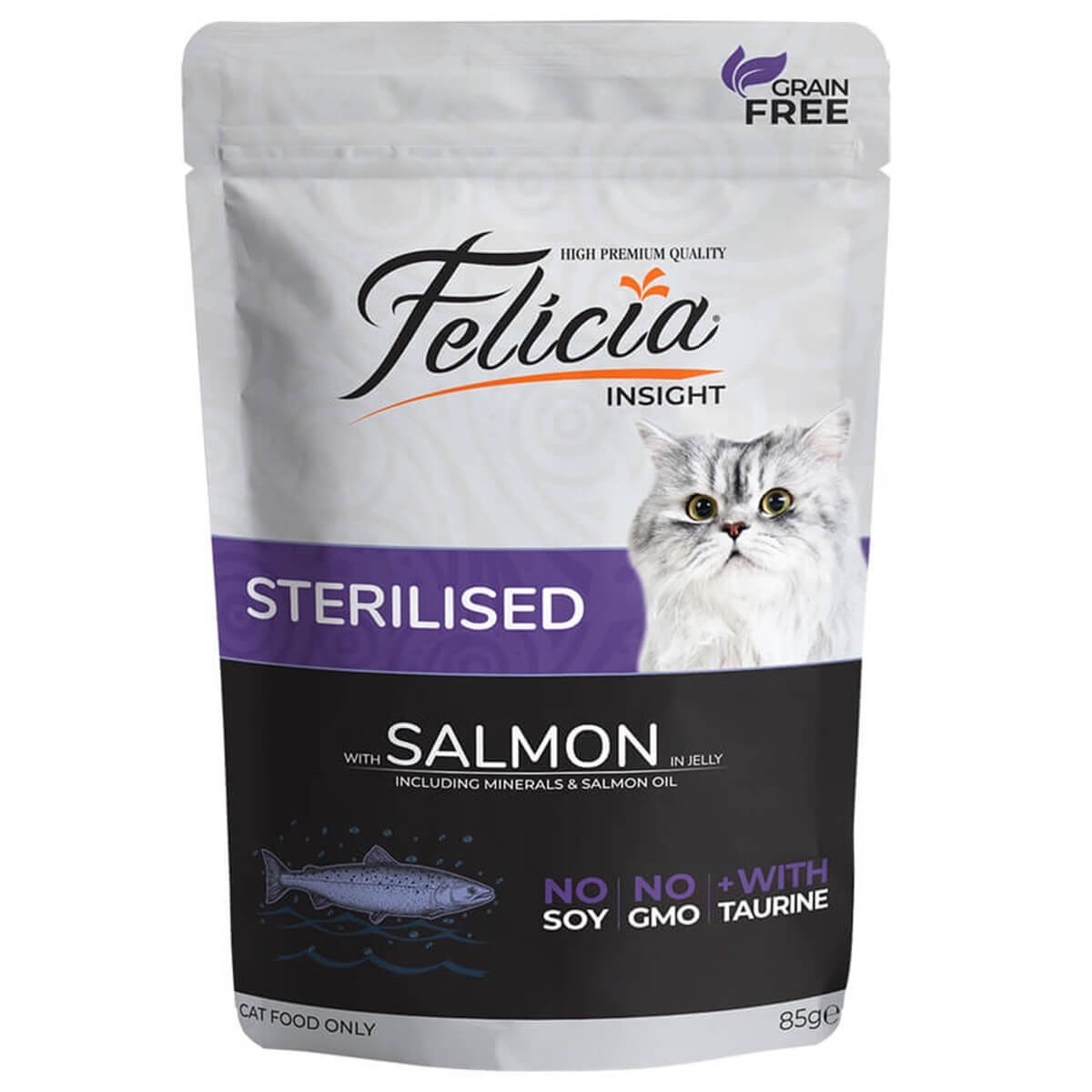 8682631200084 Felicia Tahılsız Somonlu Kısırlaştırılmış Pouch Kedi Konservesi 85 Gr