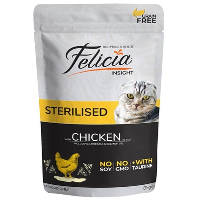 8682631200091 Felicia Tahılsız Tavuklu Kısırlaştırılmış Pouch Kedi Konservesi 85 Gr