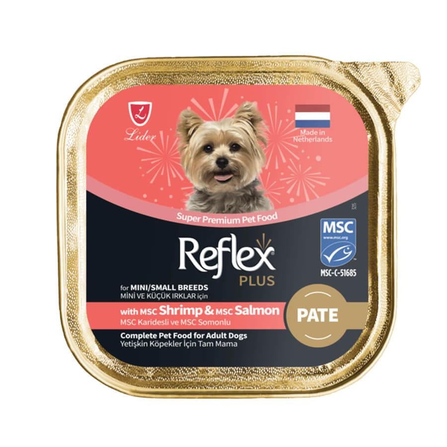 8698995032797 Reflex Plus Karidesli ve Somonlu Küçük Irk Yetişkin Köpek Konservesi 85 Gr