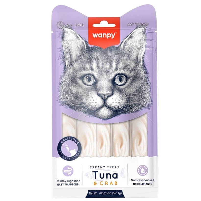 6927749871200 Wanpy Ton ve Yengeç Likit Kedi Ödülü 5 x 14 Gr