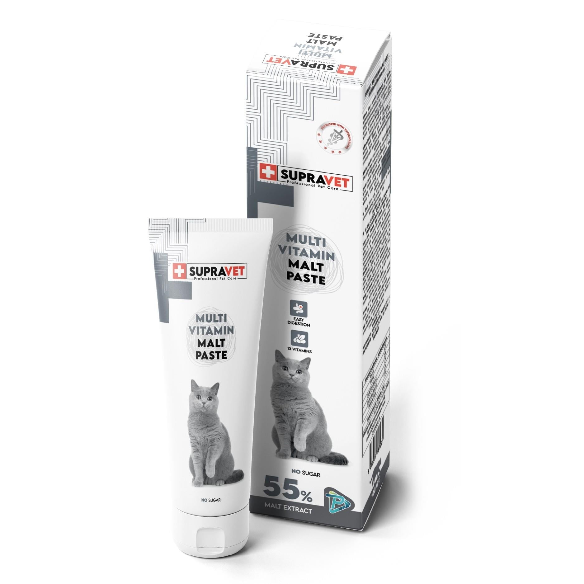 8680589181271 Supravet Kediler İçin Taurinli Multi Vitaminli Kedi Malt Macunu 100 g