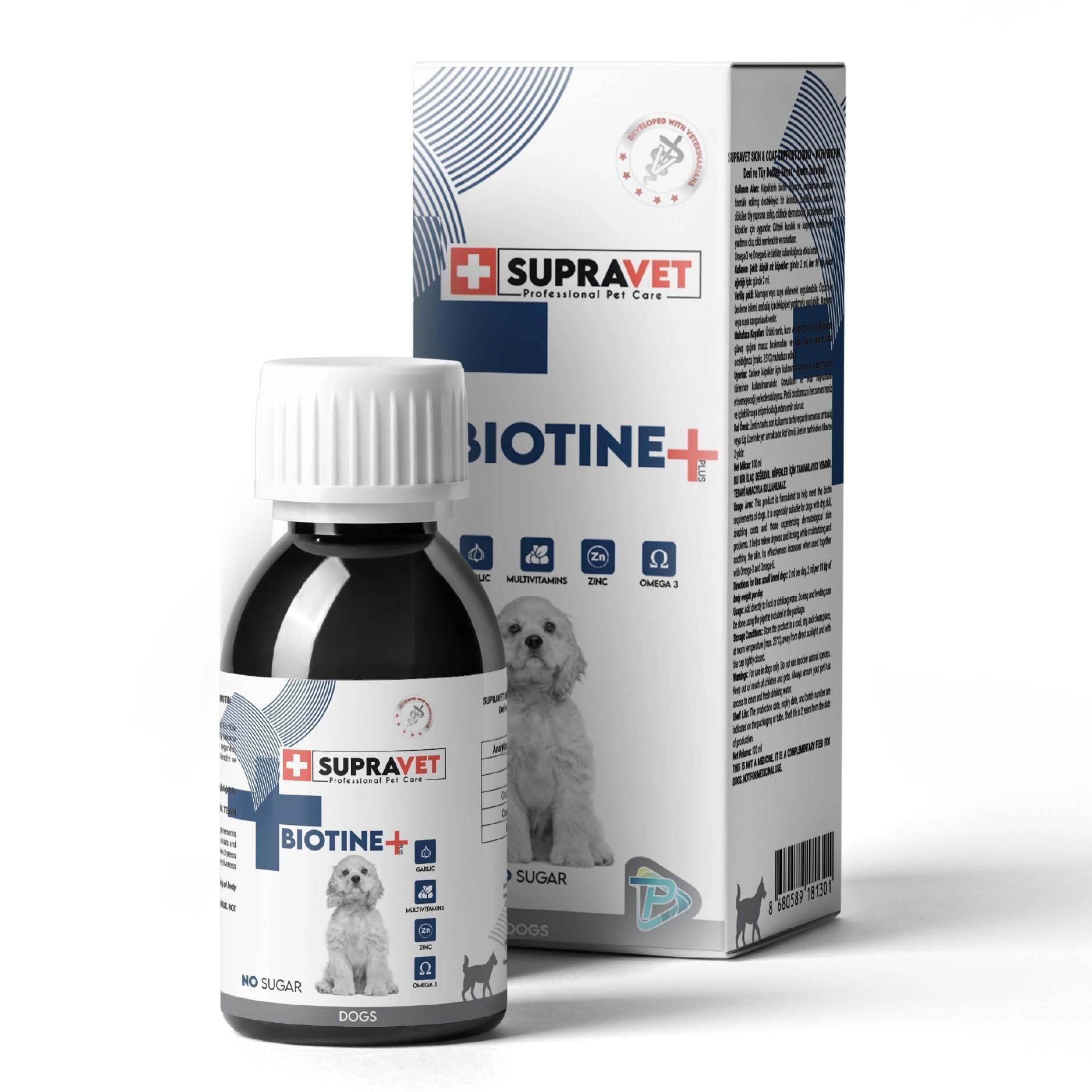 8680589181301 Supravet Biotine Köpek Deri ve Tüy Sağlığı İçin Damla 100 ml