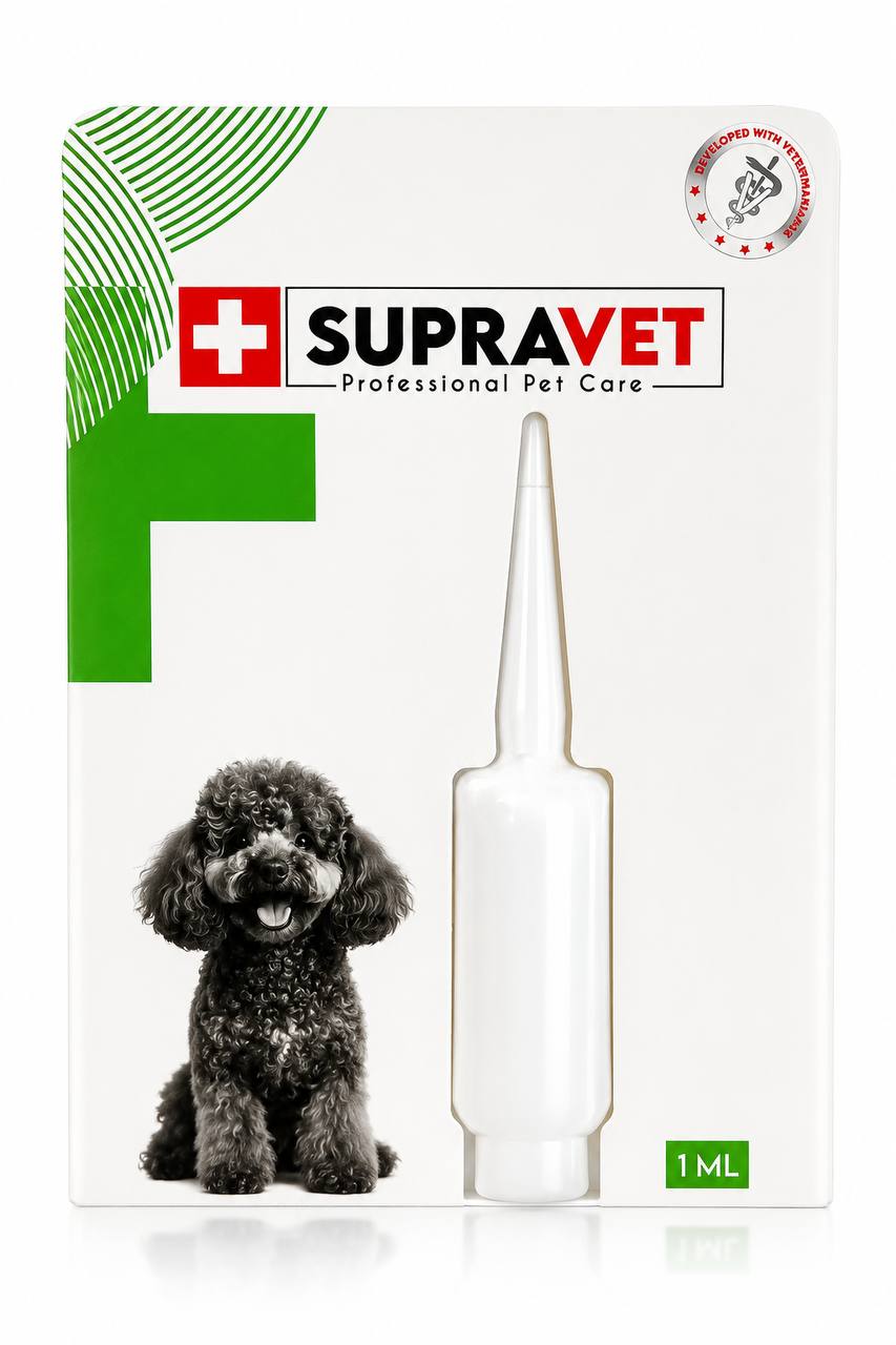 8680589182810 Supravet Küçük Irk Köpek Deri ve Tüy Bakım Ense Yağı Bit Pire Kene Dış Parazit Bitkisel Damla 1 ml
