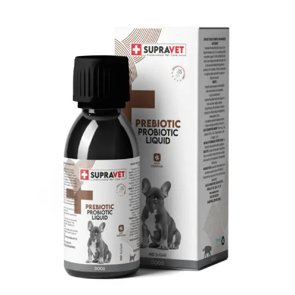 8680589182858 Supravet Probiyotik Bağışıklık Güçlendirici Sıvı Probiyotik + Prebiyotik Köpek Vitamin Takviyesi 100 ml