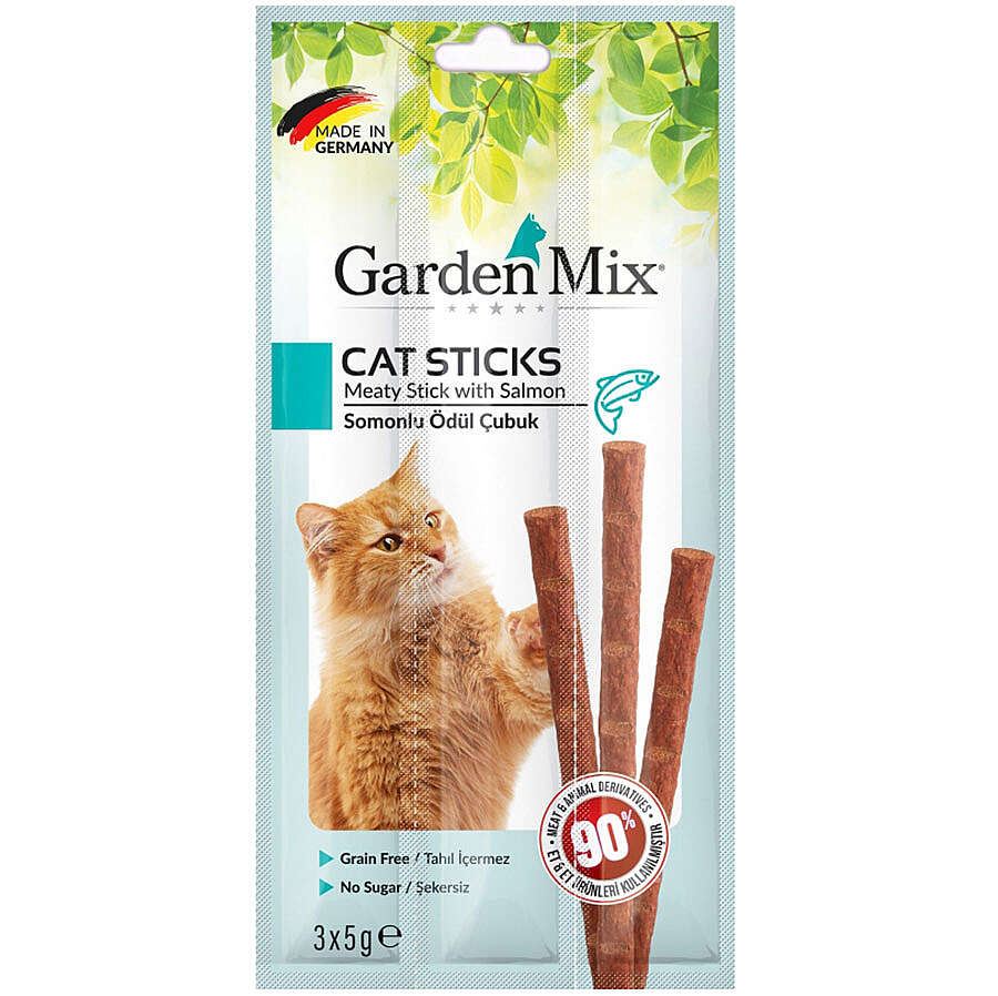 8681085426415 Garden Mix Somonlu Tahılsız Kedi Stick Ödül 3x5 g