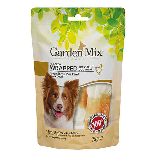 8681085428921 Garden Mix Wrapped Tavuk Sargılı Pres Kemik Köpek Ödülü 75 g