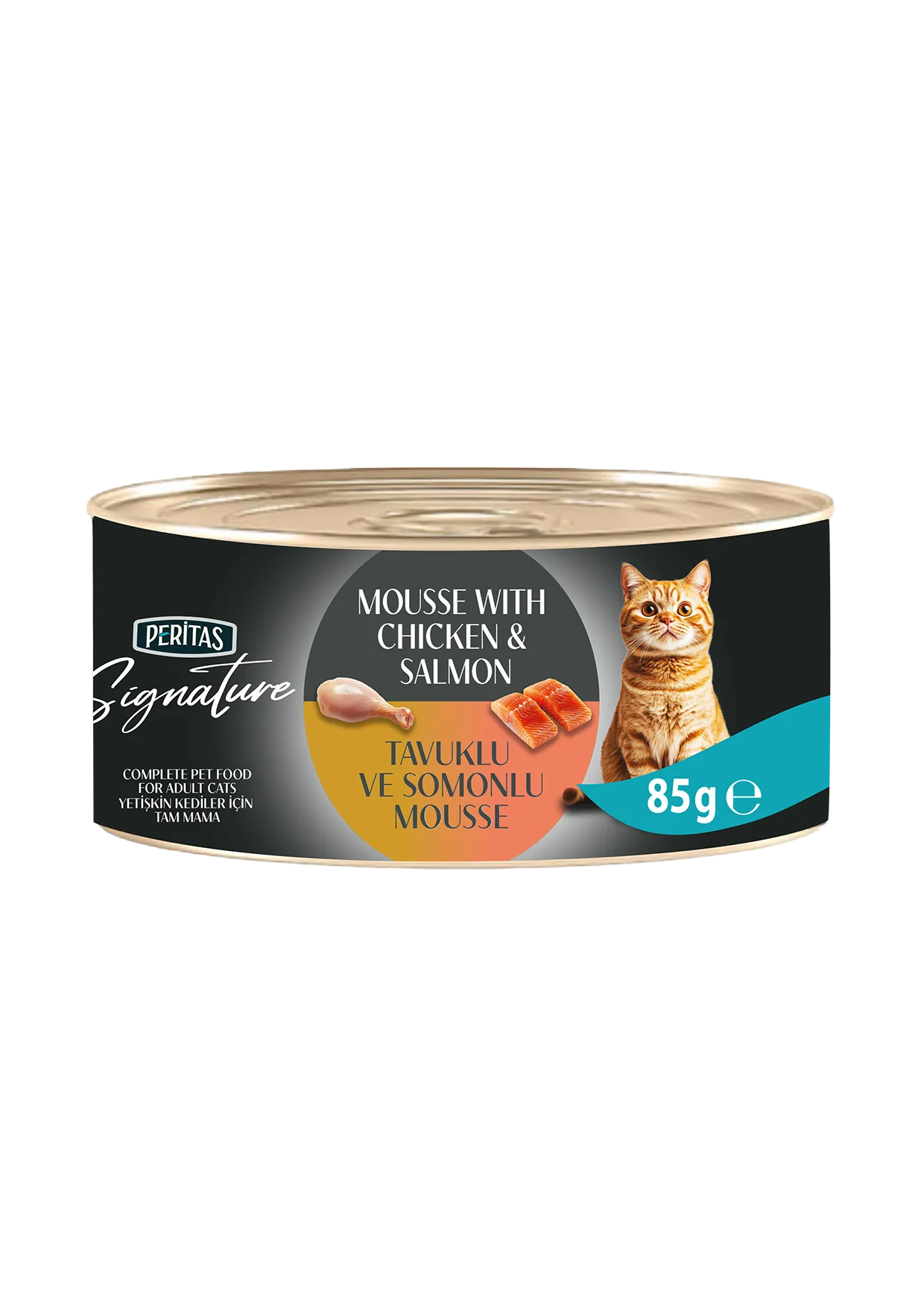 8690944738262 PERİTAS Signature Tavuklu ve Somonlu Yetişkin Kedi Mousse Yaş Mama 85 Gr